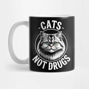 Cats Not Drugs Munchkin British Longhair Mug